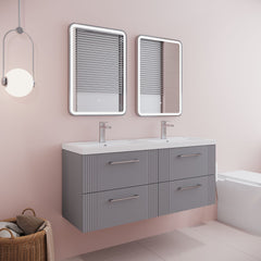 [BFPF293C] Belvide Retro Partial Fluted 4 Drawer Wall Hung Vanity Basin Unit with Double Polymarble Basin, Choice of Colour - Lifestyle 3