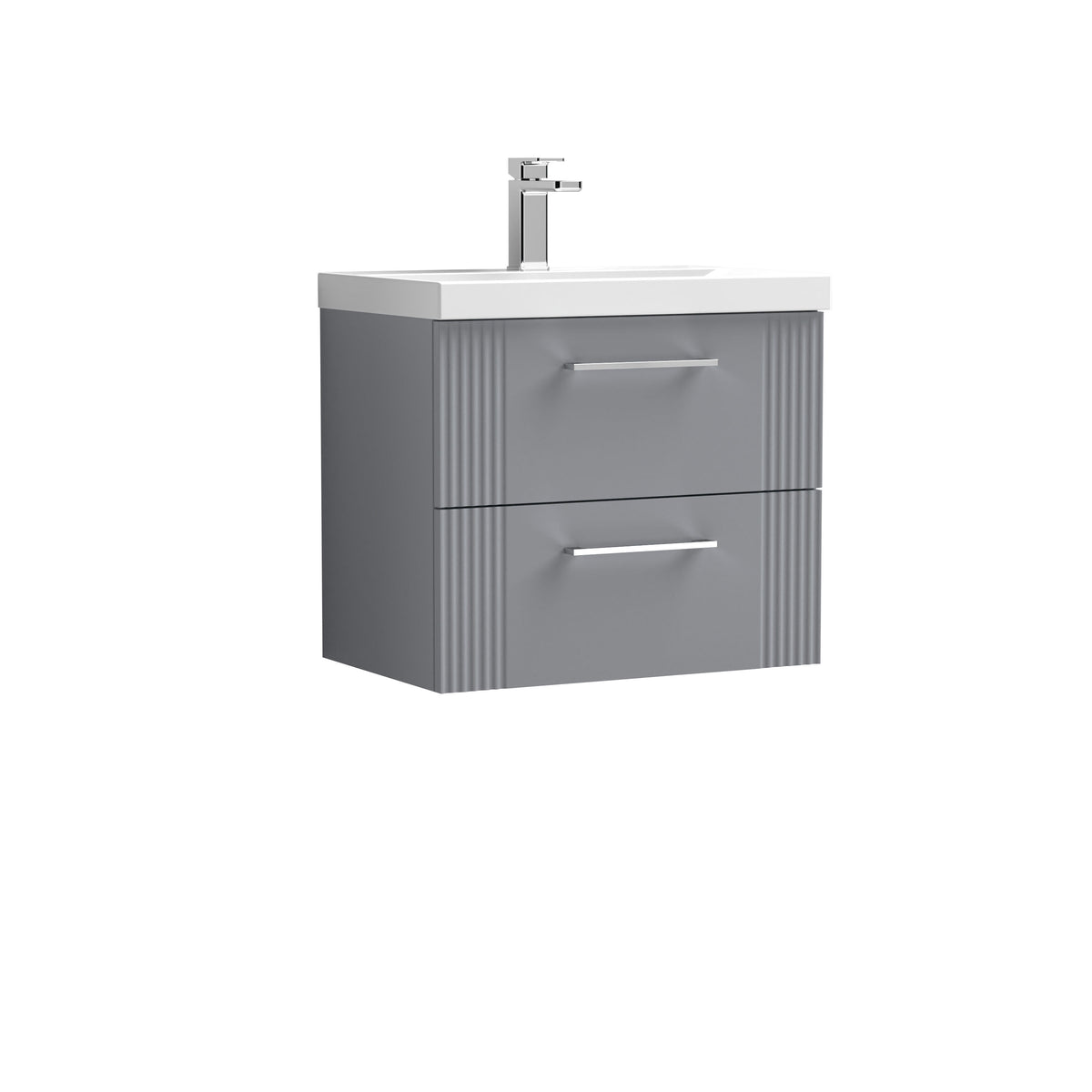 [BFPF293D] Belvide Retro Partial Fluted 2 Drawer Wall Hung Vanity Basin Unit with Thin-Edge Basin, Choice of Size and Colour - Cutout
