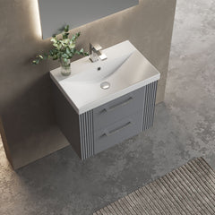 [BFPF293D] Belvide Retro Partial Fluted 2 Drawer Wall Hung Vanity Basin Unit with Thin-Edge Basin, Choice of Size and Colour - Lifestyle 2