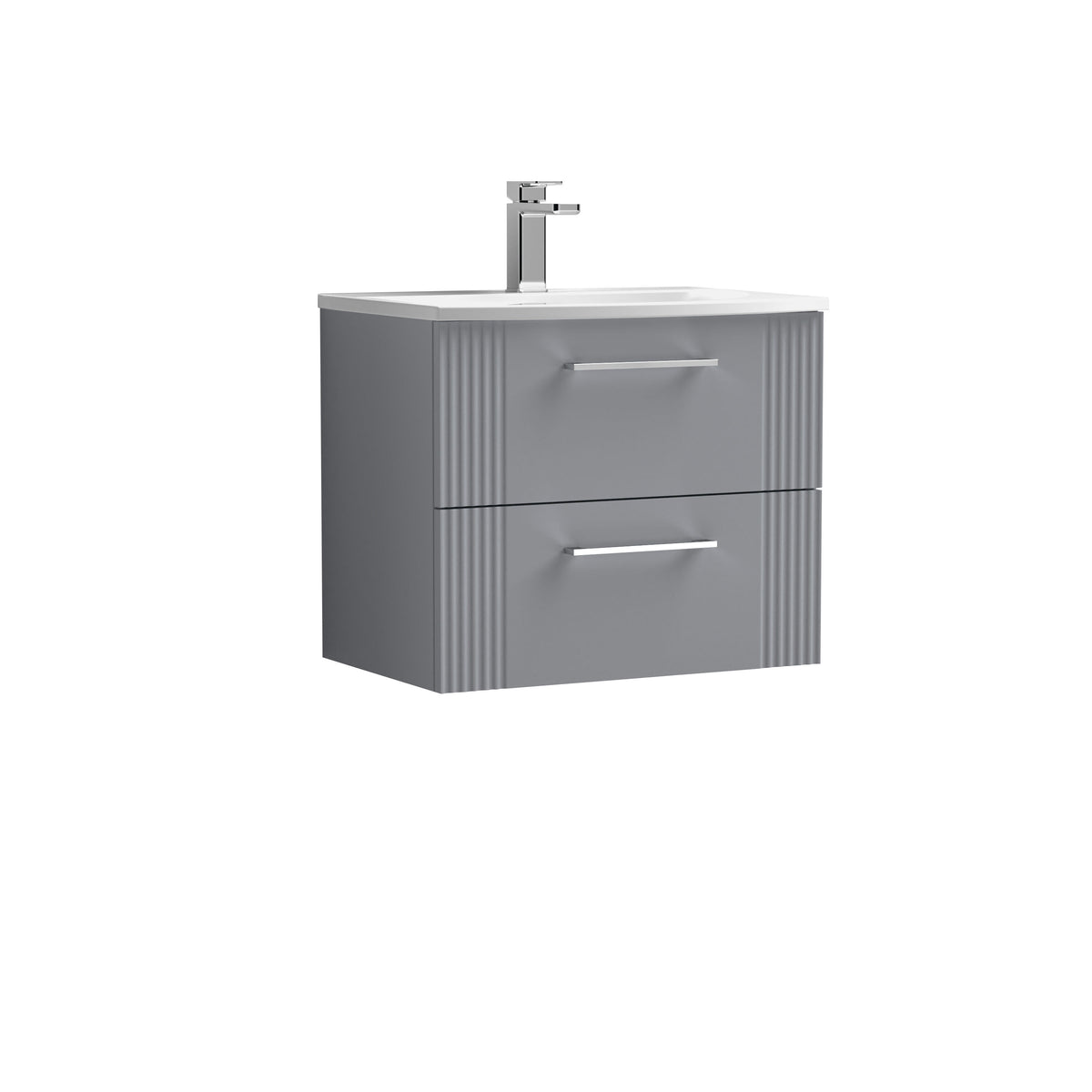 [BFPF293G] Belvide Retro Partial Fluted 2 Drawer Wall Hung Vanity Basin Unit with Curved Basin, Choice of Size and Colour - Cutout
