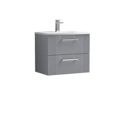 [BFPF293G] Belvide Retro Partial Fluted 2 Drawer Wall Hung Vanity Basin Unit with Curved Basin, Choice of Size and Colour - Cutout