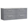 [BFPF293LBG2] Belvide Retro Partial Fluted 2 Drawer Wall Hung Vanity Unit with Bellato Grey Laminate Worktop, Choice of Colour - Cutout