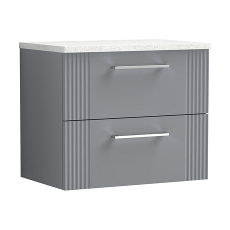 [BFPF293LSW] Belvide Retro Partial Fluted 2 Drawer Wall Hung Vanity Unit with Sparkling White Laminate Worktop, Choice of Size and Colour - Cutout