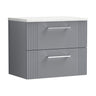 [BFPF293LSW] Belvide Retro Partial Fluted 2 Drawer Wall Hung Vanity Unit with Sparkling White Laminate Worktop, Choice of Size and Colour - Cutout