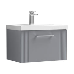 [BFPF294A] Belvide Partial Fluted 1 Drawer Wall Hung Vanity Unit with Mid-Edge 1 Tap Hole Ceramic Basin - Cutout