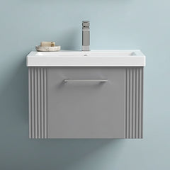 [BFPF294A] Belvide Partial Fluted 1 Drawer Wall Hung Vanity Unit with Mid-Edge 1 Tap Hole Ceramic Basin - Silo