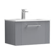 [BFPF294B] Partial Fluted 1 Drawer Wall Hung Vanity Unit with 1 Tap Hole Minimalist Basin - 600mm - Satin Grey - Cutout