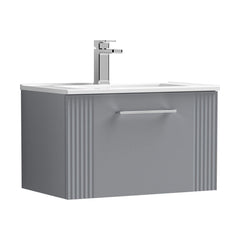 [BFPF294B] Belvide Retro Partial Fluted 1 Drawer Wall Hung Vanity Basin Unit with Minimalist Basin, Choice of Size and Colour - Cutout