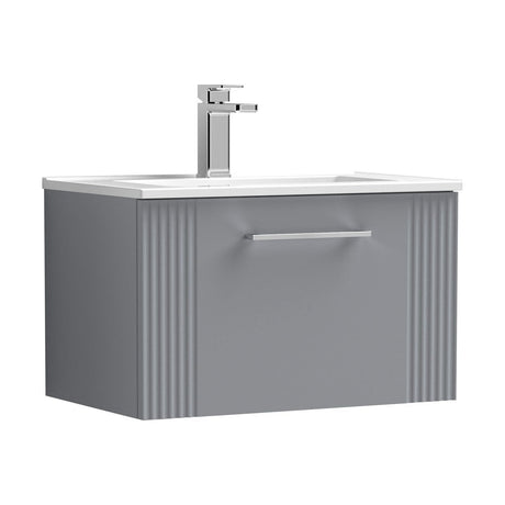 [BFPF294B] Belvide Retro Partial Fluted 1 Drawer Wall Hung Vanity Basin Unit with Minimalist Basin, Choice of Size and Colour - Cutout