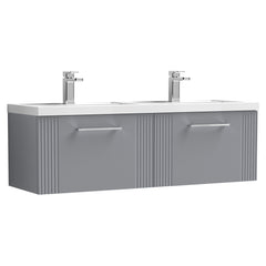 [BFPF294C] Belvide Retro Partial Fluted 2 Drawer Wall Hung Vanity Basin Unit with Double Polymarble Basin, Choice of Colour - Cutout
