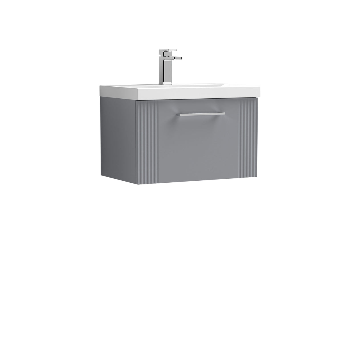 [BFPF294D] Belvide Retro Partial Fluted 1 Drawer Wall Hung Vanity Basin Unit with Thin-Edge Basin, Choice of Size and Colour - Cutout