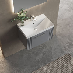 [BFPF294D] Belvide Retro Partial Fluted 1 Drawer Wall Hung Vanity Basin Unit with Thin-Edge Basin, Choice of Size and Colour - Lifestyle 2
