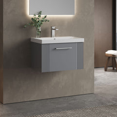 [BFPF294D] Belvide Retro Partial Fluted 1 Drawer Wall Hung Vanity Basin Unit with Thin-Edge Basin, Choice of Size and Colour - Lifestyle 3