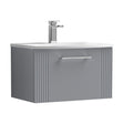 [BFPF294G] Partial Fluted 1 Drawer Wall Hung Vanity Unit with 1 Tap Hole Curved Basin- 600mm - Satin Grey - Cutout