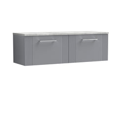 [BFPF294LBG2] Belvide Retro Partial Fluted 1 Drawer Wall Hung Vanity Unit with Bellato Grey Laminate Worktop, Choice of Colour - Cutout