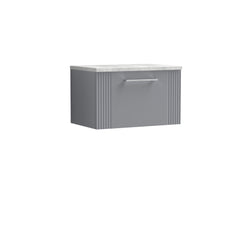 [BFPF294LBG] Belvide Retro Partial Fluted 1 Drawer Wall Hung Vanity Unit with Bellato Grey Laminate Worktop, Choice of Size and Colour - Cutout