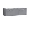 [BFPF294LCM2] Belvide Retro Partial Fluted 1 Drawer Wall Hung Vanity Unit with Carrera Marble Laminate Worktop, Choice of Colour - Cutout