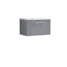 [BFPF294LCM] Belvide Retro Partial Fluted 1 Drawer Wall Hung Vanity Unit with Carrera Marble Laminate Worktop, Choice of Size and Colour - Cutout