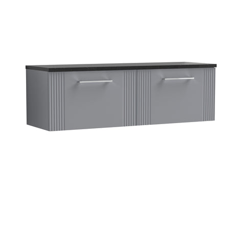 [BFPF294LSB2] Belvide Retro Partial Fluted 1 Drawer Wall Hung Vanity Unit with Sparkling Black Laminate Worktop, Choice of Colour - Cutout