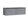 [BFPF294LSB2] Belvide Retro Partial Fluted 1 Drawer Wall Hung Vanity Unit with Sparkling Black Laminate Worktop, Choice of Colour - Cutout