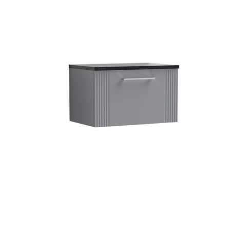 [BFPF294LSB] Belvide Retro Partial Fluted 1 Drawer Wall Hung Vanity Unit with Sparkling Black Laminate Worktop, Choice of Size and Colour - Cutout