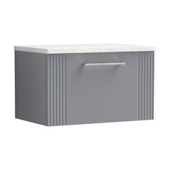 [BFPF294LSW] Belvide Retro Partial Fluted 1 Drawer Wall Hung Vanity Unit with Sparkling White Laminate Worktop, Choice of Size and Colour - Cutout
