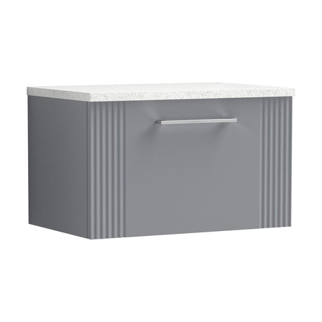 [BFPF294LSW] Belvide Retro Partial Fluted 1 Drawer Wall Hung Vanity Unit with Sparkling White Laminate Worktop, Choice of Size and Colour - Cutout