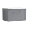 [BFPF294LSW] Belvide Retro Partial Fluted 1 Drawer Wall Hung Vanity Unit with Sparkling White Laminate Worktop, Choice of Size and Colour - Cutout