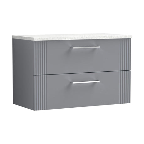 [BFPF295LSW] Belvide Retro Partial Fluted 2 Drawer Wall Hung Vanity Unit with Sparkling White Laminate Worktop, Choice of Size and Colour - Cutout