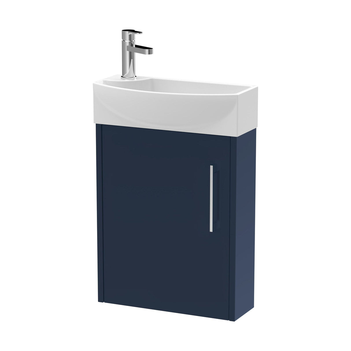 [BFPF2961R] Winshill Contemporary 1 Door Wall Hung Cloakroom Vanity Unit with Basin - Choice of Orientation and Colour - Cutout