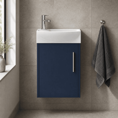 [BFPF2961R] Winshill Contemporary 1 Door Wall Hung Cloakroom Vanity Unit with Basin - Choice of Orientation and Colour