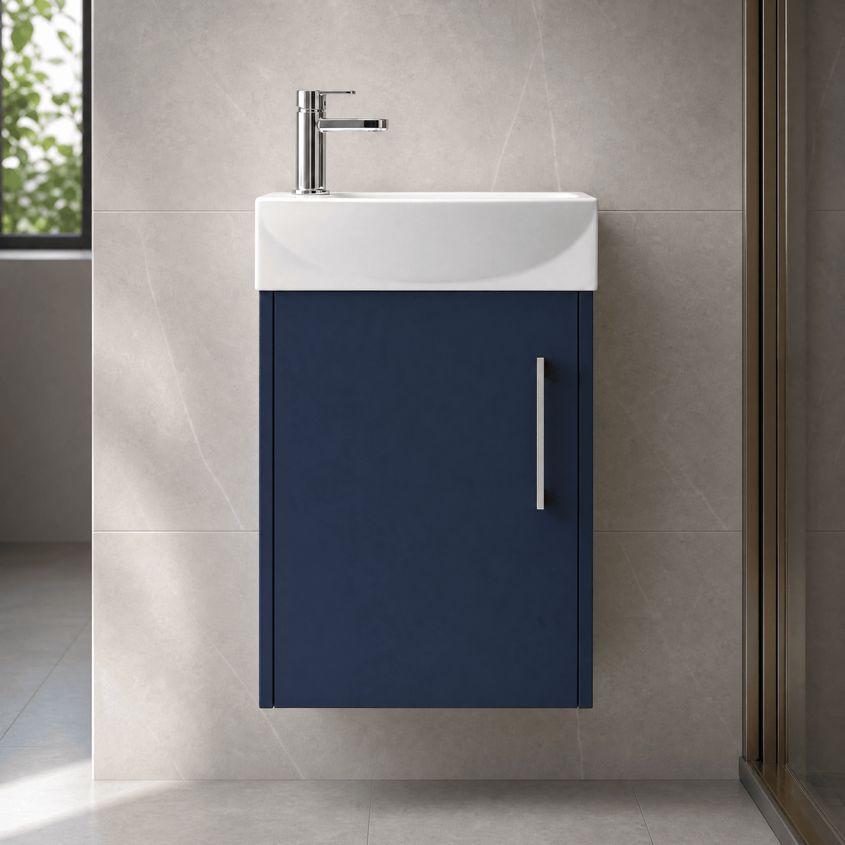 [BFPF2961R] Winshill Contemporary 1 Door Wall Hung Cloakroom Vanity Unit with Basin - Choice of Orientation and Colour