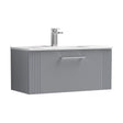 [BFPF296B] Partial Fluted 1 Drawer Wall Hung Vanity Unit with 1 Tap Hole Minimalist Basin - 800mm - Satin Grey - Cutout