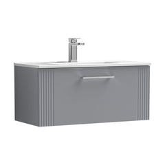 [BFPF296B] Belvide Retro Partial Fluted 1 Drawer Wall Hung Vanity Basin Unit with Minimalist Basin, Choice of Size and Colour - Cutout