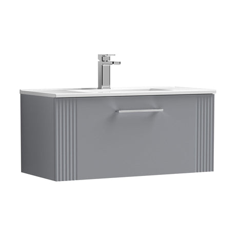 [BFPF296B] Belvide Retro Partial Fluted 1 Drawer Wall Hung Vanity Basin Unit with Minimalist Basin, Choice of Size and Colour - Cutout