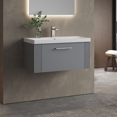 [BFPF296D] Belvide Retro Partial Fluted 1 Drawer Wall Hung Vanity Basin Unit with Thin-Edge Basin, Choice of Size and Colour - Lifestyle 3