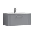 [BFPF296G] Partial Fluted 1 Drawer Wall Hung Vanity Unit with 1 Tap Hole Curved Basin- 800mm - Satin Grey - Cutout