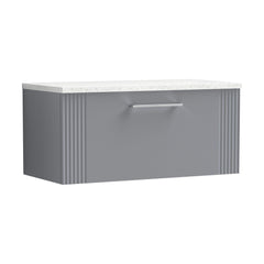 [BFPF296LSW] Belvide Retro Partial Fluted 1 Drawer Wall Hung Vanity Unit with Sparkling White Laminate Worktop, Choice of Size and Colour - Cutout