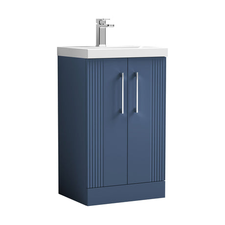 [BFPF323A] Belvide Partial Fluted 2 Door Floor Standing Vanity Unit with Mid-Edge 1 Tap Hole Ceramic Basin - Cutout