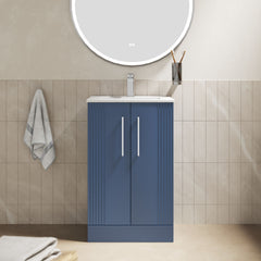 [BFPF323B] Belvide Retro Partial Fluted 2 Door Floor Standing Vanity Basin Unit with Minimalist Basin, Choice of Size and Colour - Lifestyle 1