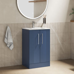 [BFPF323B] Belvide Retro Partial Fluted 2 Door Floor Standing Vanity Basin Unit with Minimalist Basin, Choice of Size and Colour - Lifestyle 3