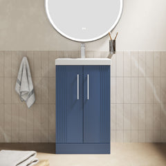 [BFPF323D] Belvide Retro Partial Fluted 2 Door Floor Standing Vanity Basin Unit with Thin-Edge Basin, Choice of Size and Colour - Lifestyle 1