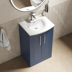 [BFPF323G] Belvide Retro Partial Fluted 2 Door Floor Standing Vanity Basin Unit with Curved Basin, Choice of Size and Colour - Lifestyle 2