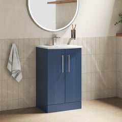 [BFPF323G] Belvide Retro Partial Fluted 2 Door Floor Standing Vanity Basin Unit with Curved Basin, Choice of Size and Colour - Lifestyle 3