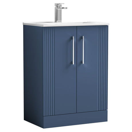 [BFPF325B] Belvide Retro Partial Fluted 2 Door Floor Standing Vanity Basin Unit with Minimalist Basin, Choice of Size and Colour - Cutout
