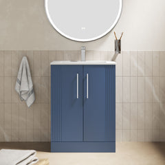 [BFPF325B] Belvide Retro Partial Fluted 2 Door Floor Standing Vanity Basin Unit with Minimalist Basin, Choice of Size and Colour - Lifestyle 1