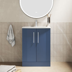 [BFPF325G] Belvide Retro Partial Fluted 2 Door Floor Standing Vanity Basin Unit with Curved Basin, Choice of Size and Colour - Lifestyle 1