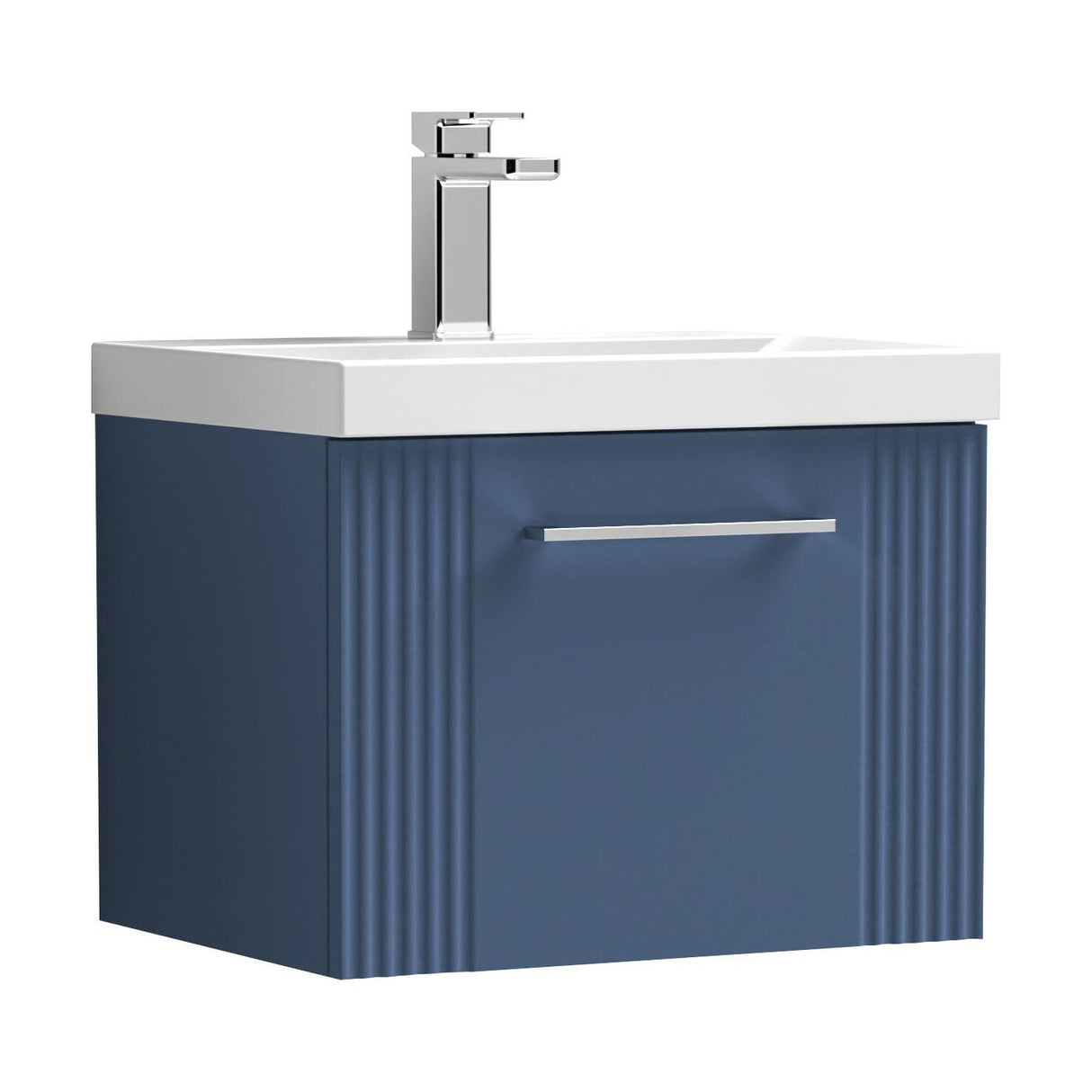 [BFPF391A] Belvide Partial Fluted 1 Drawer Wall Hung Vanity Unit with Mid-Edge 1 Tap Hole Ceramic Basin - Cutout