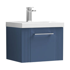 [BFPF391A] Belvide Partial Fluted 1 Drawer Wall Hung Vanity Unit with Mid-Edge 1 Tap Hole Ceramic Basin - Cutout