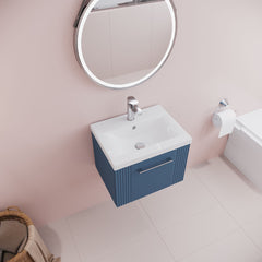 [BFPF391A] Belvide Partial Fluted 1 Drawer Wall Hung Vanity Unit with Mid-Edge 1 Tap Hole Ceramic Basin - Lifestyle 2